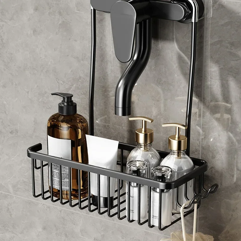 

Convenient Toilet Rack with No Drilling Installation Bathroom Storage Basket for Shower Room and Bath Products