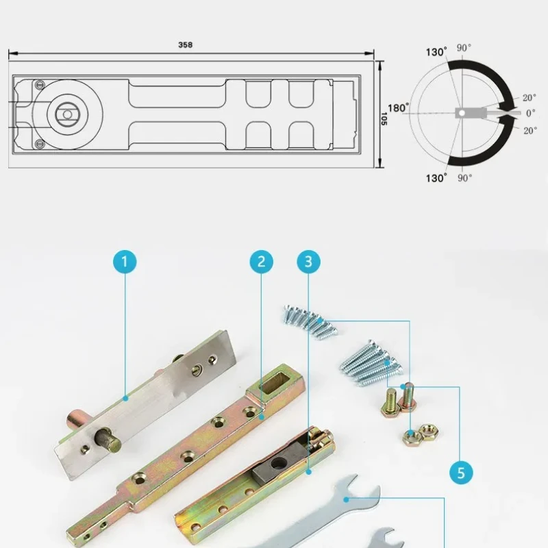 Floor spring glass door 360 degree rotation automatic door closing accessories