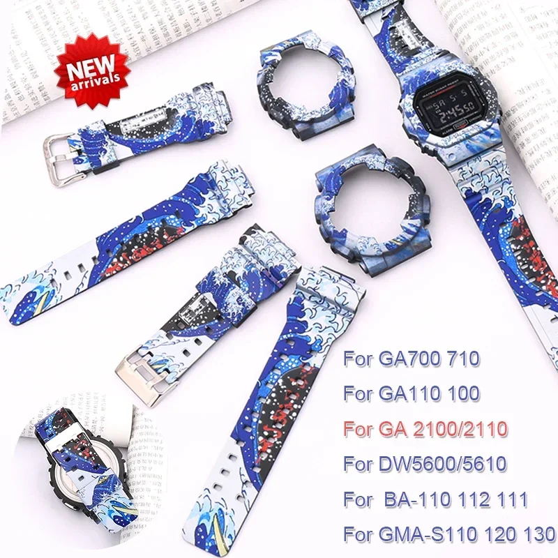 Strap Case For GA2100 2110 700 110 Rubber Mod Kit For DW5600 5610/GAGMA-S110 120 /BA-110 6900 suit Bezel High Quality Band