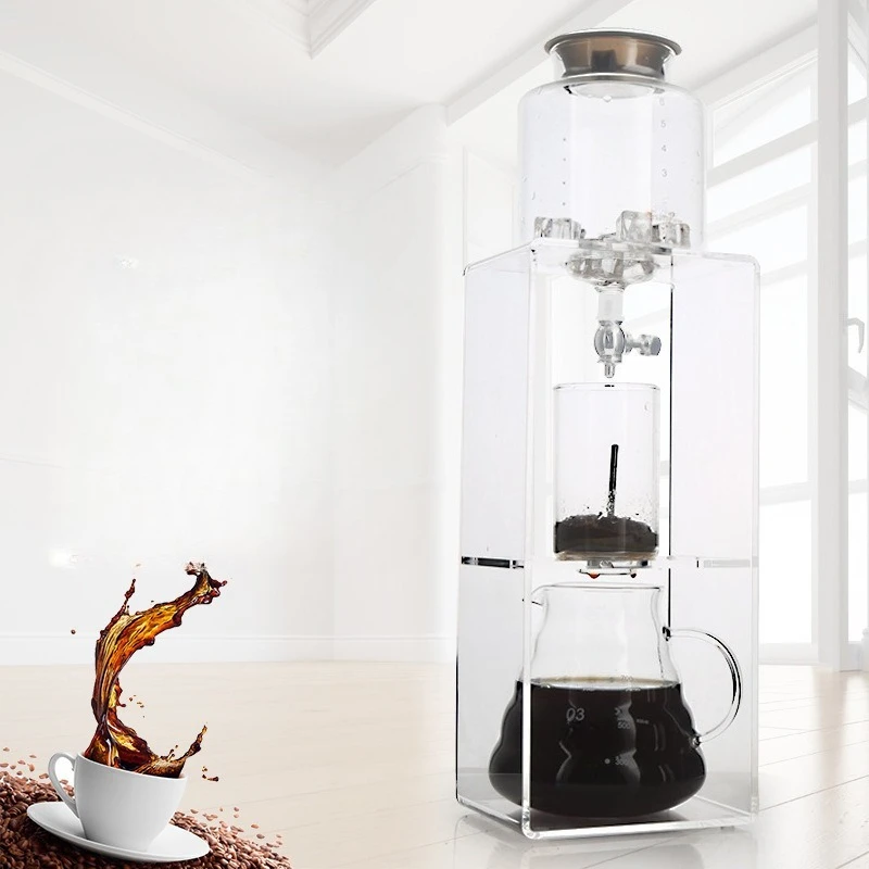 Glass Cold Brew Coffee Pot Acrylic Frame Ice Drip Brewer Hand Drip Filter Pot For Home Coffee Making