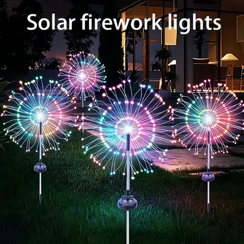 Solar Courtyards Decorative Lights Fairy Dandelion Solar Firework Light Sensing Light Suitable Streets Terrace Pathways