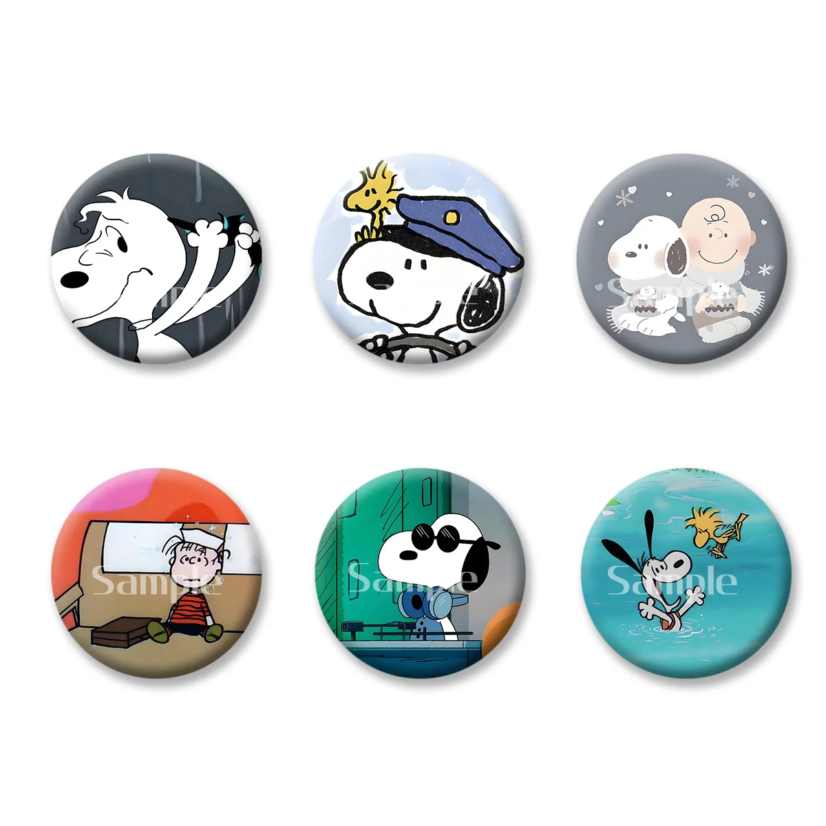 

Flash Badge Cards Snoopy Anime Cartoon Souvenir Girl Keychains Convenient Makeup Mirror Fridge Magnet ACG Accessories
