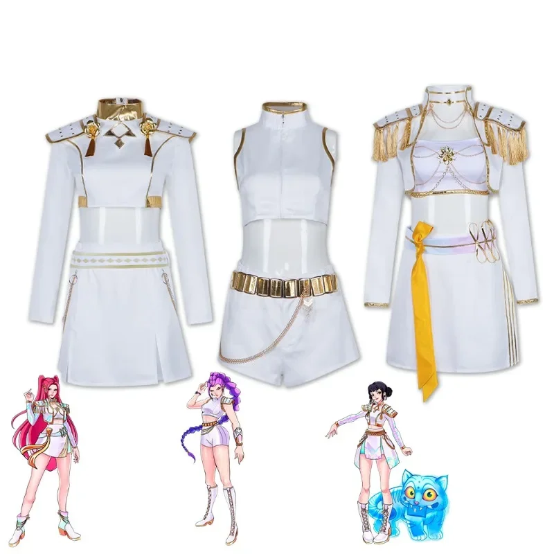 

2025 Хэллоуин KPop Охотники на демонов Женская одежда Rumi по индивидуальному заказу Косплей Костюм Белое золото Униформа Комплект наряда на Хэллоуин