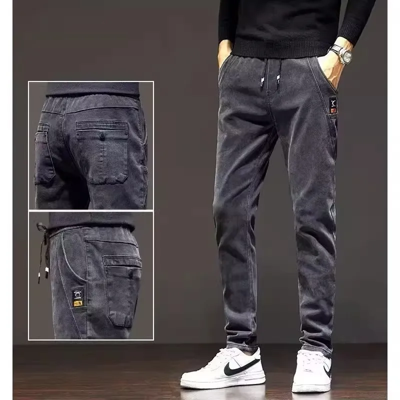 

Menswear Retro Casual Slim Straight Jeans Spring Autumn Wear Resistant Dirtproof for Work Comfortable Loose Long Trousers