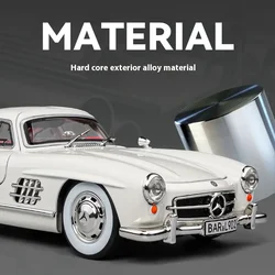 1:24 Mercedes Benz 300SL Classic Car Alloy Die Cast Car Model Pull Back Sound & Light Children Toy Gift Box Birthday Present