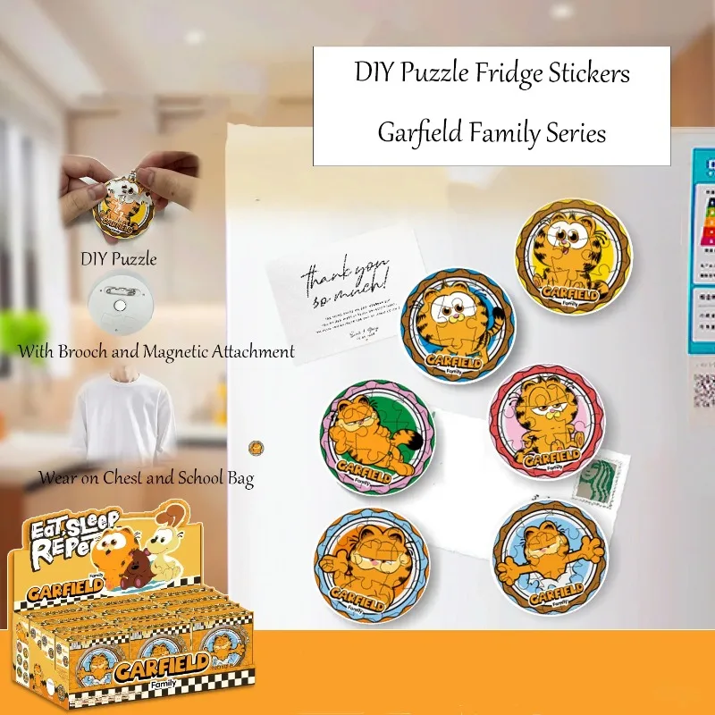 Disney Garfield Familie DIY Puzzle Brosche Kühlschrank Aufkleber Cartoon handgemachte Spielzeug niedlichen Animation Peripherie Zubehör Kind Geschenke