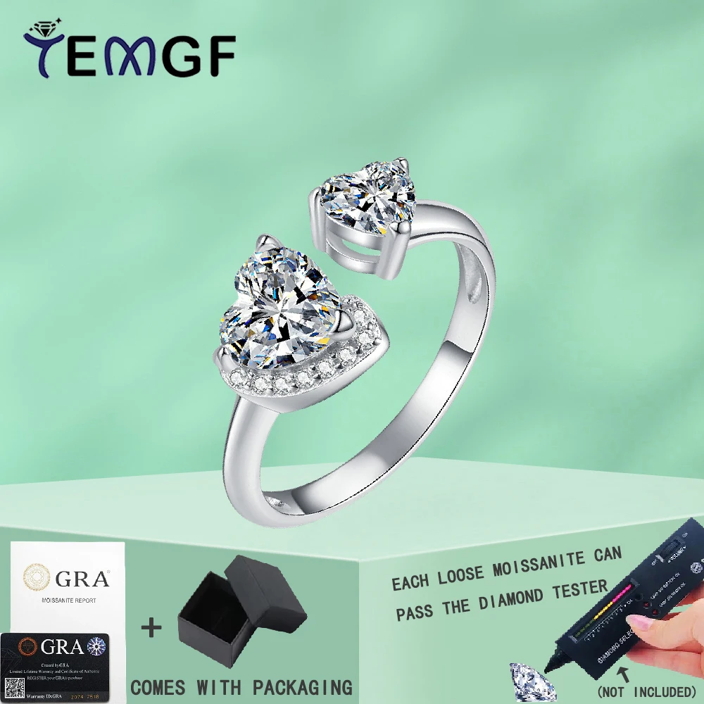 

TEMGF модное кольцо с нерегулярным сердечком изменяемого размера для женщин, новое предложение из стерлингового серебра 925 пробы, сверкающие роскошные ювелирные изделия для помолвки