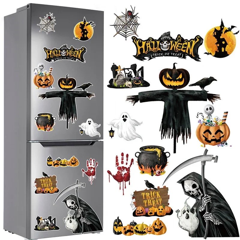 

WSJ-CT346-A Fridge Magnet Halloween Decoration Magnetic Witch Skull Pumpkin Head Car Body Door Festive Atmosphere Decoration