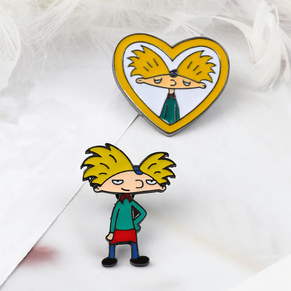 Arnold Anime Characters Pins Funny Cartoon Boy Enamel Collection Brooches Metal Badges Hat Denim Lapel Pin Jewelry Gift for Kids