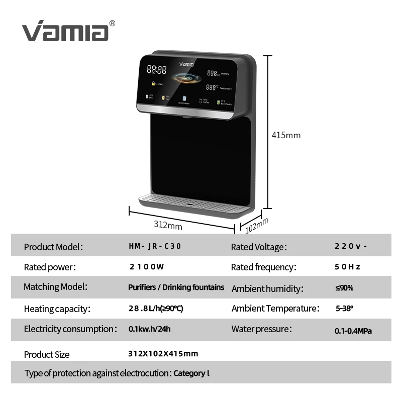 Wall-mounted Water Dispenser Instant Heat Rapid Hot & Cold Temperature Control Drinking Water Dispenser Water Purifier Smart