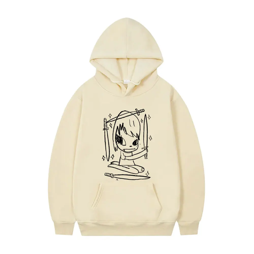 

Yoshitomo Nara Four of Swords Baby Graphic Hoodie Men Women Fashion Vintage Cartoon Sweatshirt Funny Male Fleece Cotton Hoodies