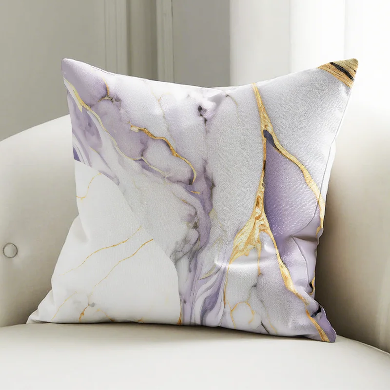 

Purple Gold Marble Pillow Cover, Luxury Pattern Cushion Case, Modern Sofa Bedroom Decor Accent Pillow
