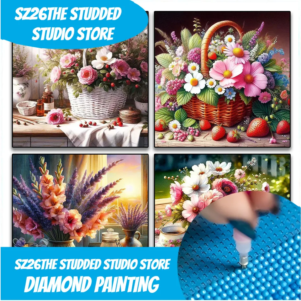 

Sz26The Studded 5D DIY цветочная корзина ваза вышивка алмазная живопись искусство полный круглый горный хрусталь ручная работа вышивка крестиком мозаика ho