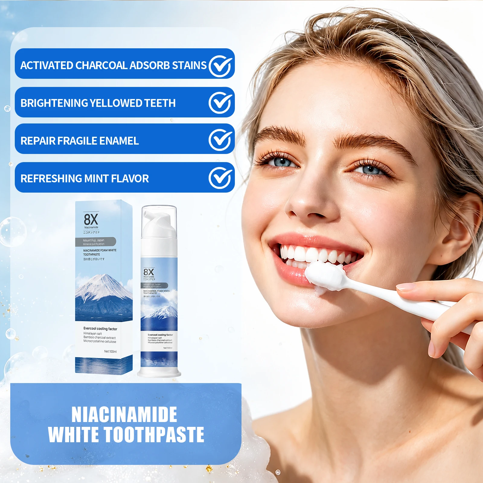 Teeth Whitening Foam - Whitening Foam Toothpaste Charcoal Extract Fresh