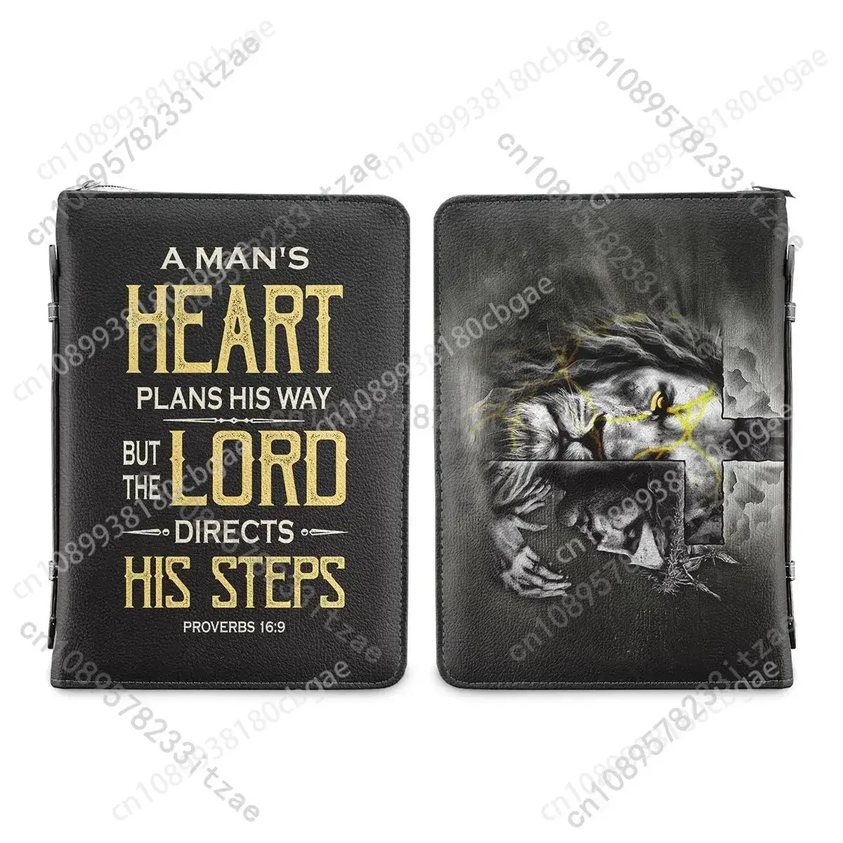 المرأة الأسد الصليب الكتاب المقدس أكياس رجل القلب يخطط طريقها الكلمات المطبوعة حقيبة يد العلامة التجارية مصمم مخصص الكتاب المقدس حالة غلاف الكتاب