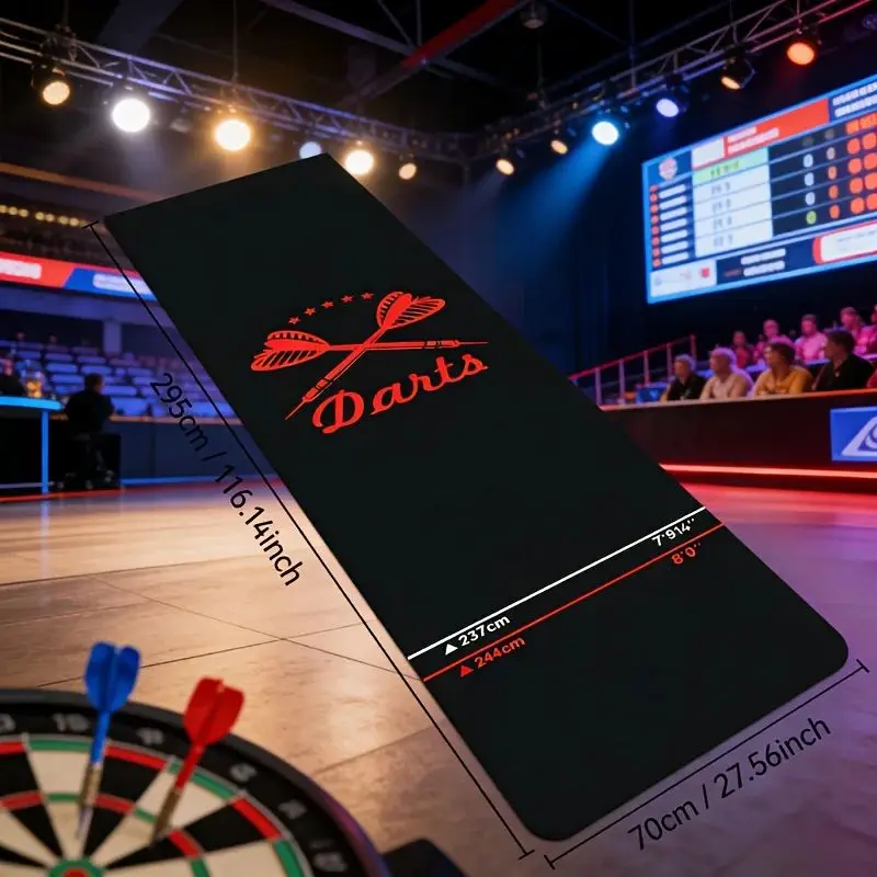 VIKAMA Non-slip Dart Floor Mat with Throw Line Pad and Distance Markers for Indoor Darts Game Room Home Decor