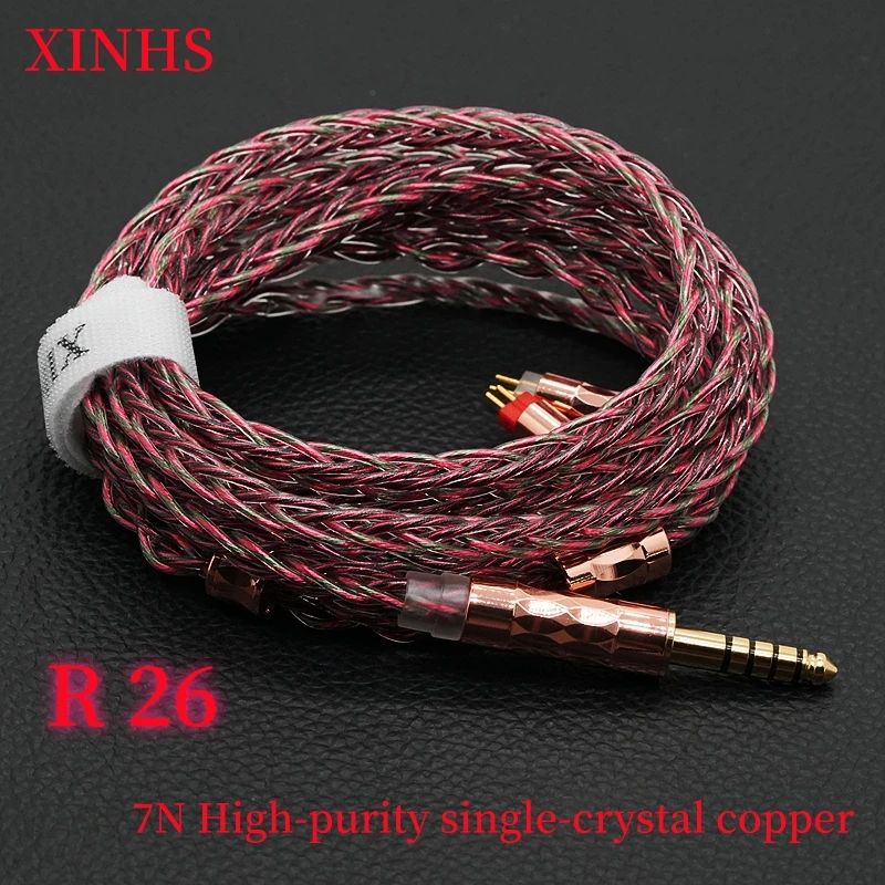 Cable de Actualización para Auriculares XINHS R26 de 8 Núcleos, Rojo, Verde y Negro, de Cobre Monocristalino de Alta Pureza, HiFi, Balanceado de 4.4mm, 0.78mm, 2PIN