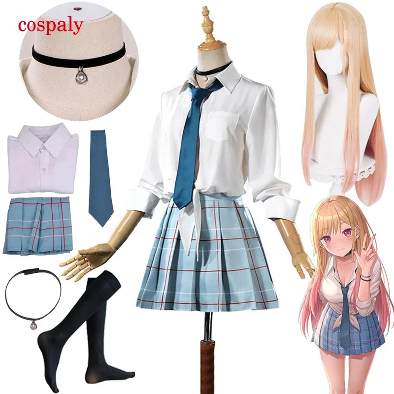 Marine Kitgawa Cosplay Costume Wig Anime My Dress Up Darling Kitgawa Marine JK School Uniform Skirt Halloween Costumes Women