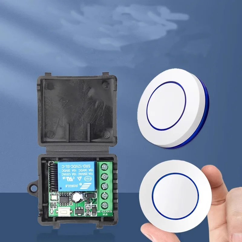 RF 433mhz  Universal  DC 12 v mini wireless remote control switch   system   receiver+transmitter  Circular button wall paste