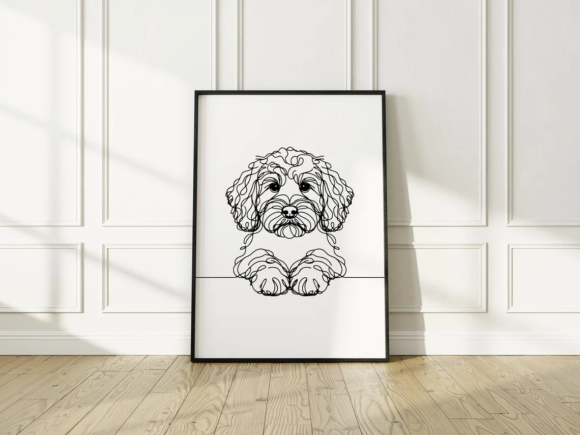 Cockapoo Line Drawing, Line art Dog Print, Cockapoo Picture, Fun Gift For Cockapoo Owner, Cockapoo Gift, Line Art, Dog Print
