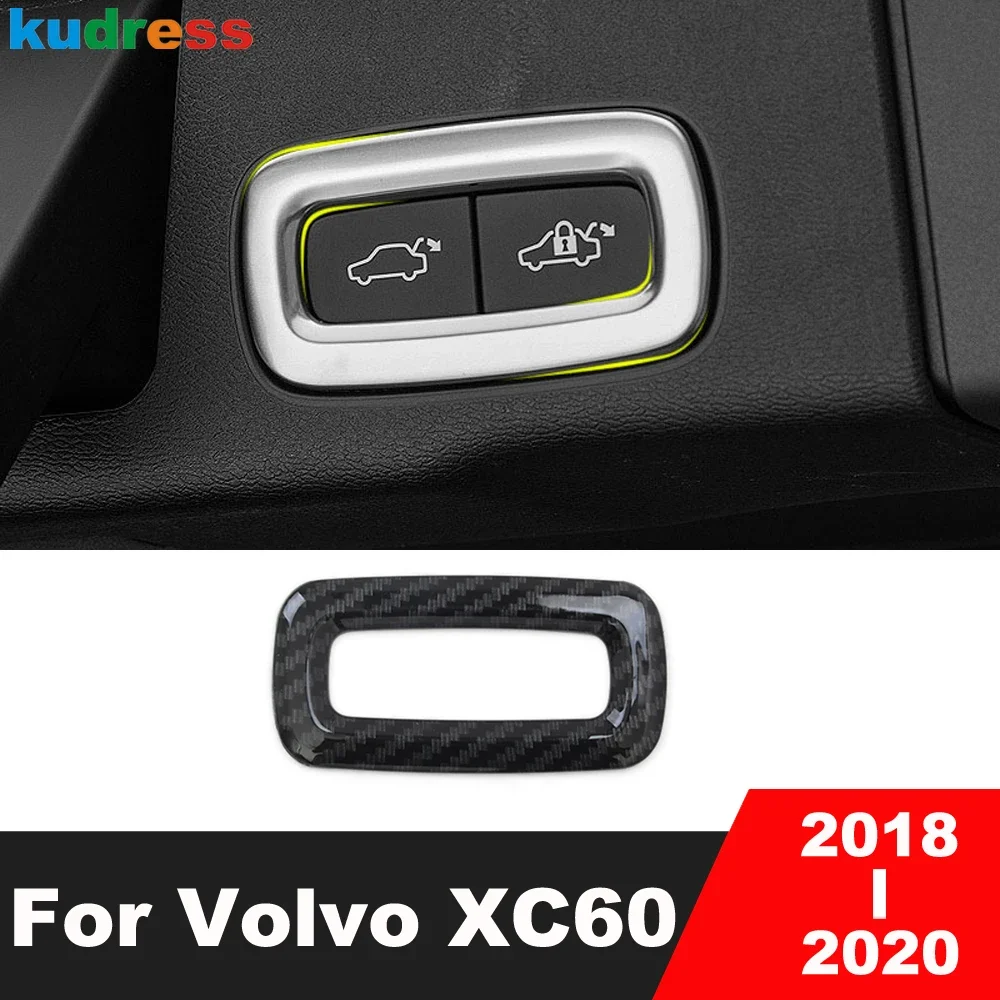 For Volvo XC60 XC 60 2018 2019 2020 Carbon Fiber Car Rear Trunk Switch Control Button Panel Cover Trim Interior Accessories