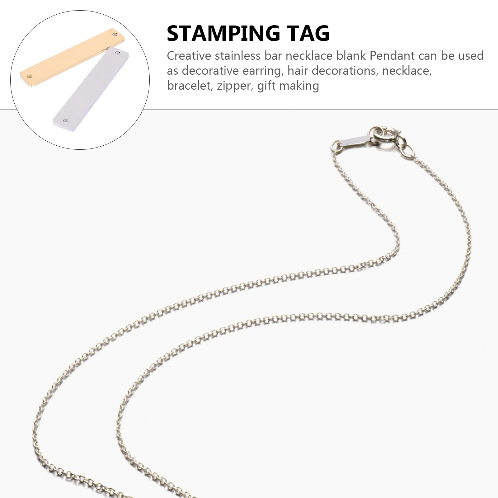 20Pcs Stainless Steel Rectangular Charm Blanks for Handmade Necklace Earring Bracelet DIY Stamping Tag Pendant Craft Supplies