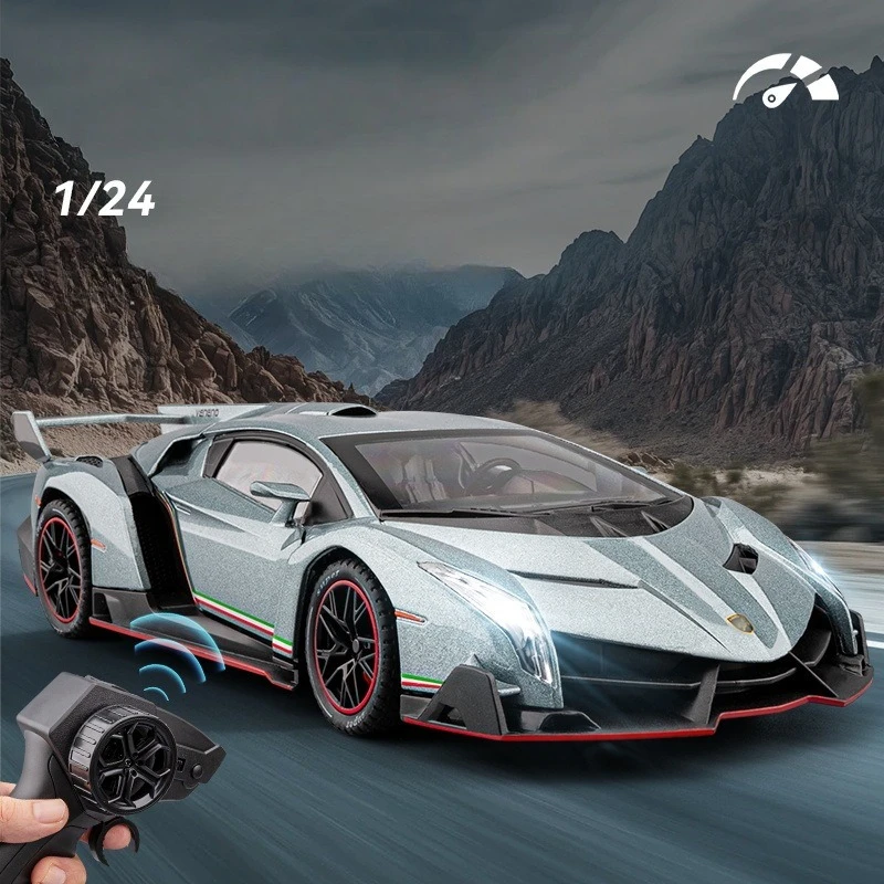

Simulation 1/24 Scale RC Lambor Veneno Alloy Car Model Remote Control Car Toys Children Boy Birthday Gift Collection Miniature