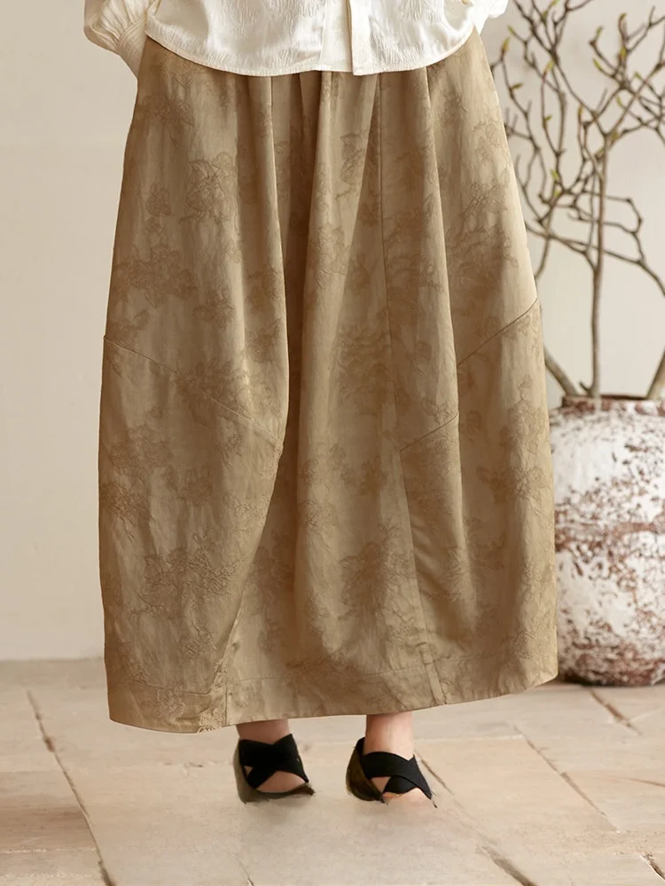 

Оригинальная хлопково-льняная юбка А-силуэта с цветочной вышивкой и ручной отделкой, винтажная, эластичная