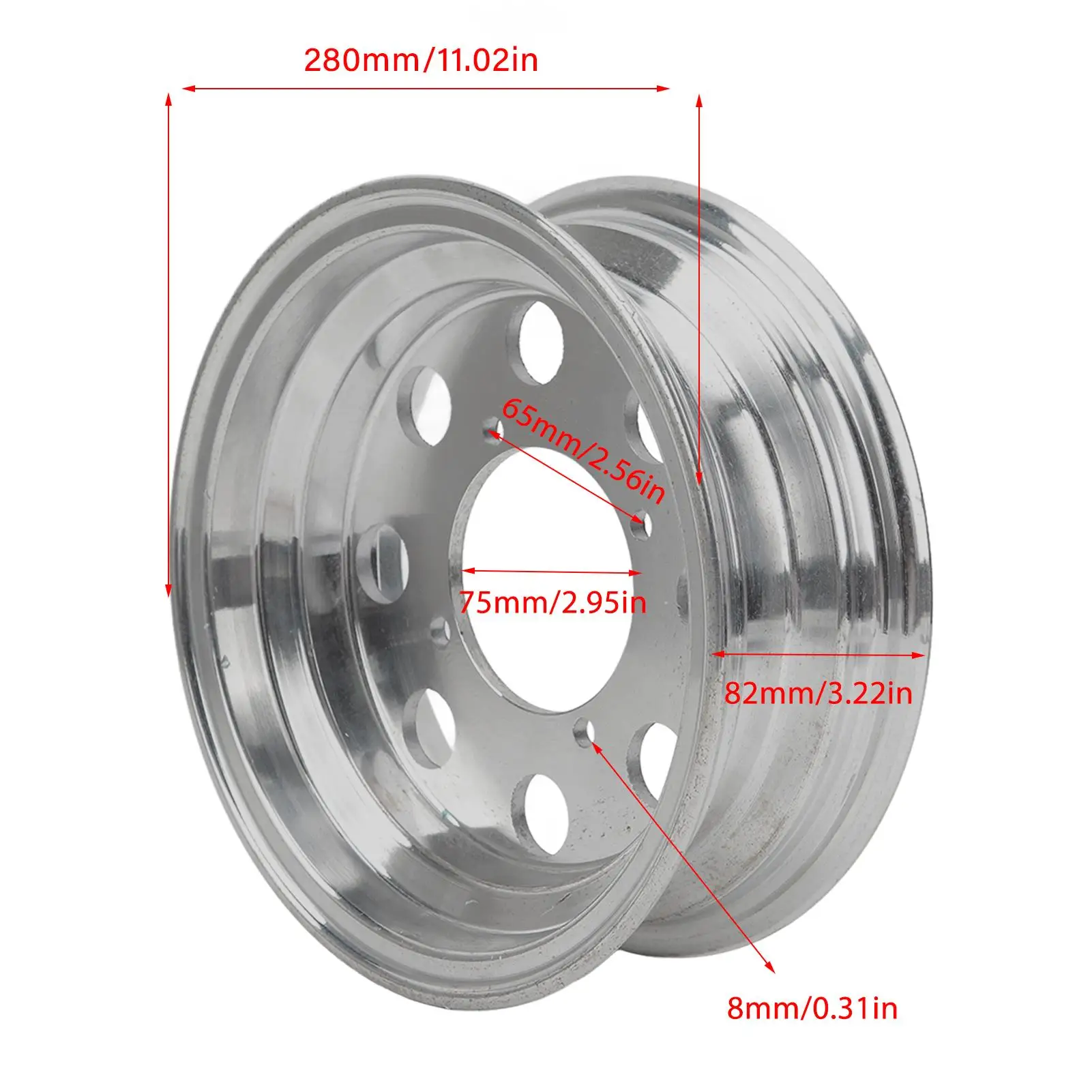 محور العجلة الأمامية سبائك الألومنيوم الخدمة الطويلة في الحياة مانع االصدأ تلميع ناعم لحافة عجلة دراجة نارية صغيرة للقرد Z50 10in #3
