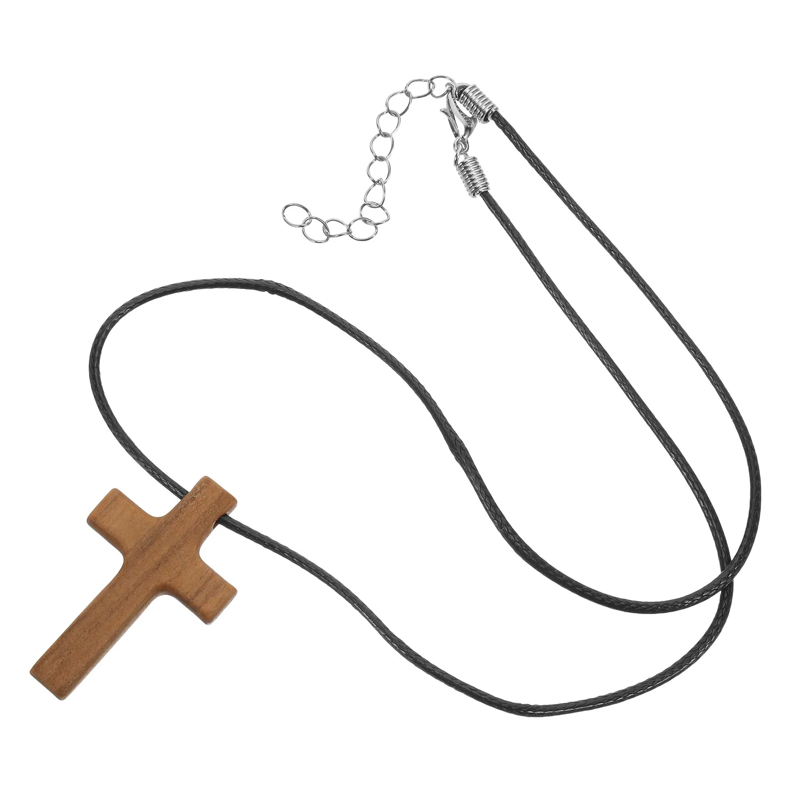 Wooden Cross Pendant Necklace Christian Jewelry Catholic Crucifix Party Favor Church Prayer Car Rearview Mirror Gift