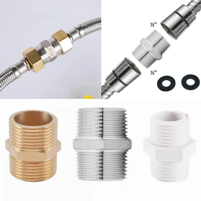 

G1/2 Chrome Brass Length Extender Inlet Water Pipes Connector Shower Hose Extend Joint for Bathroom Plumbing Hardware Fittings