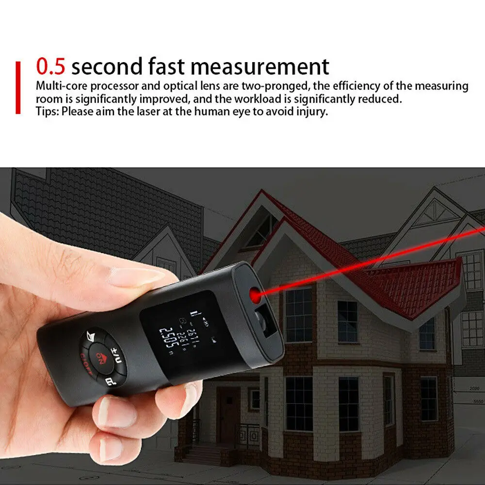 Digital Tape Measure Handheld Digital Laser Point Distance Meter Tape Range Finder Measure 40m/131ft