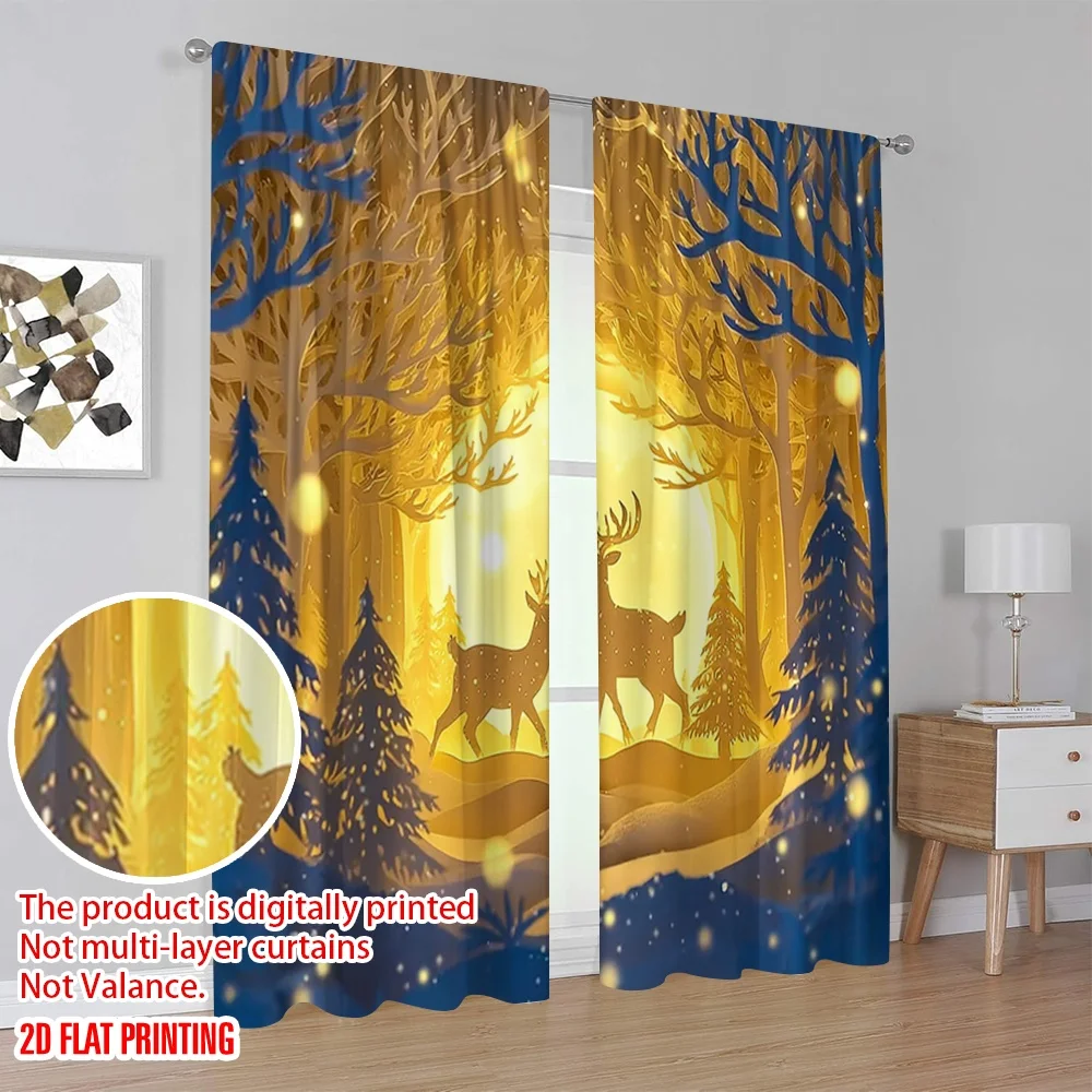 2 قطعة 2D الطباعة المسطحة سانت باتريك الستائر الشعبية الغزلان الثلوج البوليستر دون الكهرباء احتفالي جدار ديكور مثالي لفصل الربيع