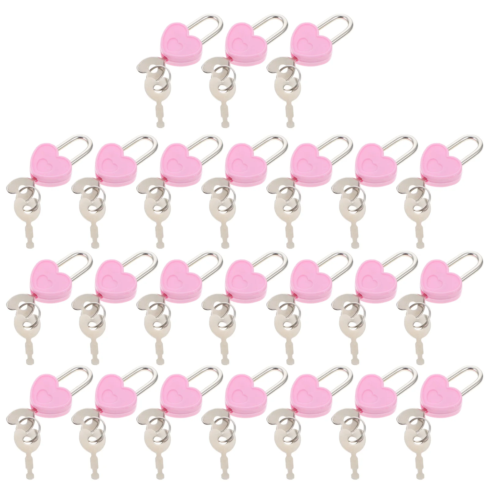 24 Pcs Mini Lock Diary Travel Locker Discus Plastic Pink Heart Locks with Drawer