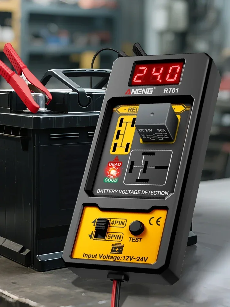 ANENG 11-25V Detektor Przekaźnika RT01 Cyfrowy Uniwersalny 4/5 Pinów Akumulator Samochodowy Wykrywanie Pojazdu Cyfrowy Wyświetlacz Tester Napięcia Akumulatora — zdjęcie 2