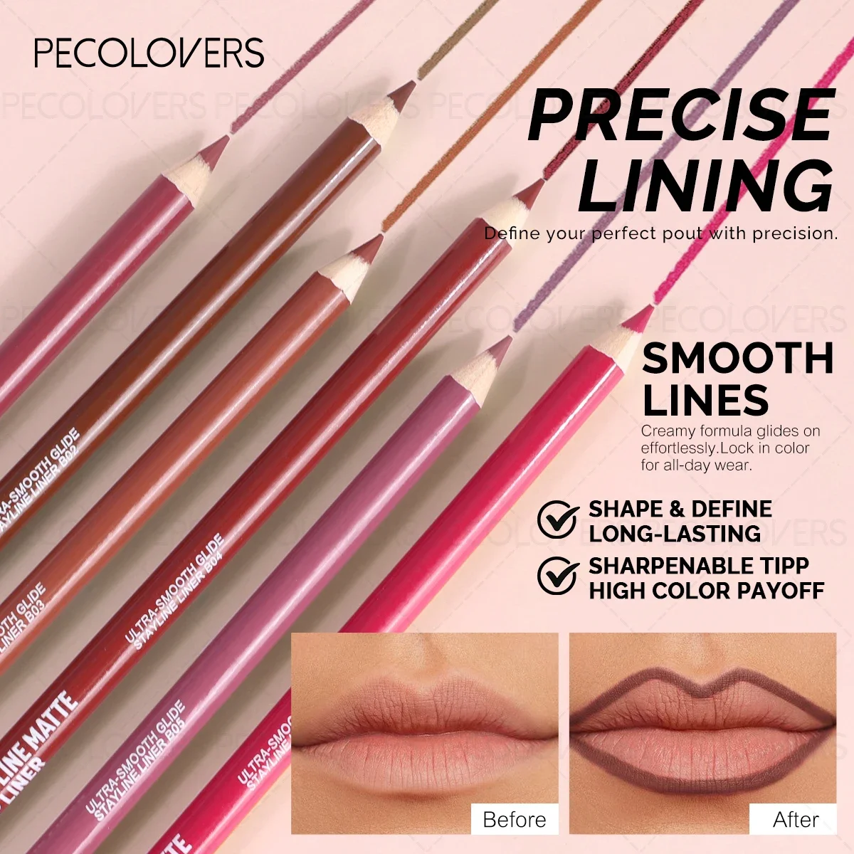 Delineador de labios mate de terciopelo, moldeador de labios 3D, apilable y mezclable, taza antiadherente, regalo de Navidad perfecto para todo tipo de piel, 1 ud.