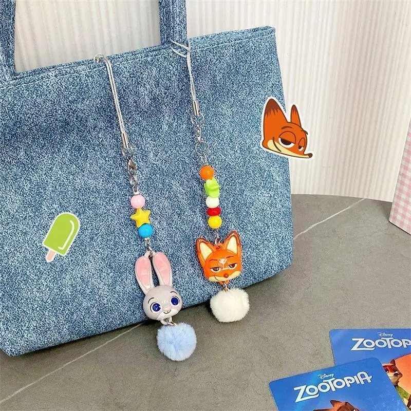 

Брелок Kawaii Disney Zootopia Джуди Хоппс, креативный мультяшный брелок с Ником Уайлдом, украшение для пары, подвеска для рюкзака, подарок на день рождения для девочек