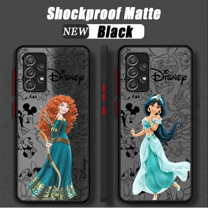 Case Voor Samsung Galaxy A54 A53 A52 A14 A12 A32 A21s A23 A51 A33 A71 A24 A22 A72 A50 Matte Telefoon Cover Disneys Prinses Schattig