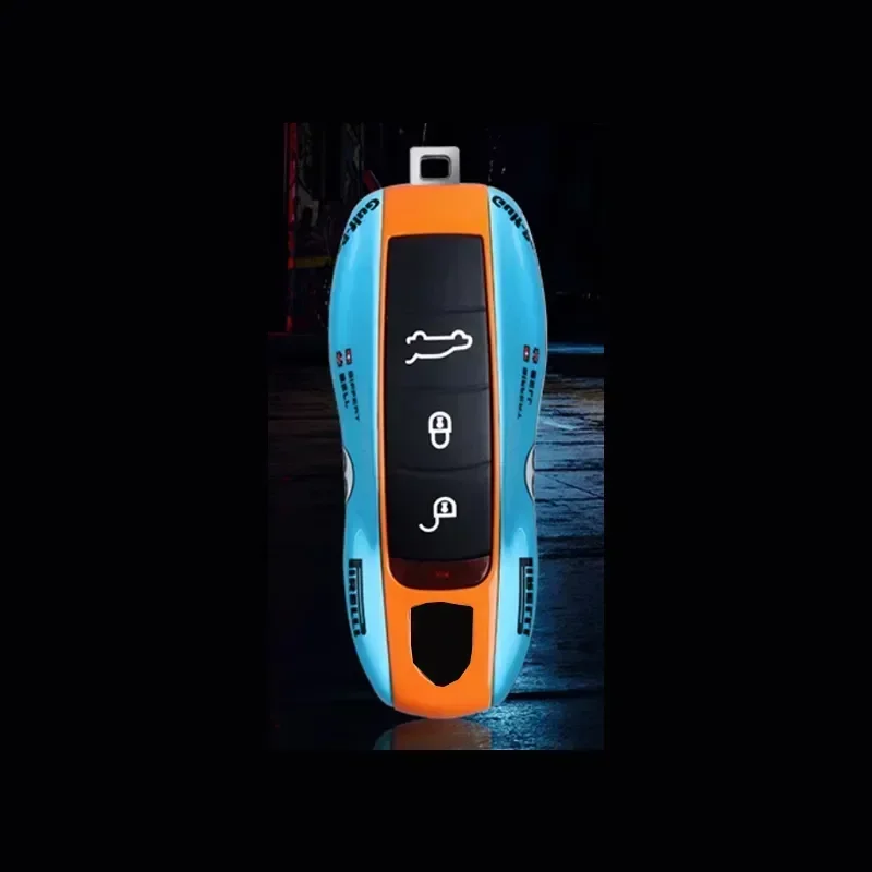 Car Stickers #20 for Gulf Memorial Version for Porsche Macan Cayenne 718 Paramera 911 Modified Car Key Case Cover Fob Keych