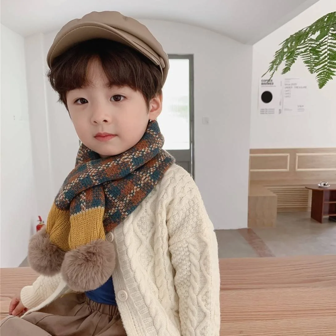 جديد الاطفال محبوك الكرتون بوم بوم وشاح طفلة الصبي لينة الدافئة الدب تصميم أنيق في الهواء الطلق الشتاء الأطفال الرقبة أدفأ الإكسسوارات