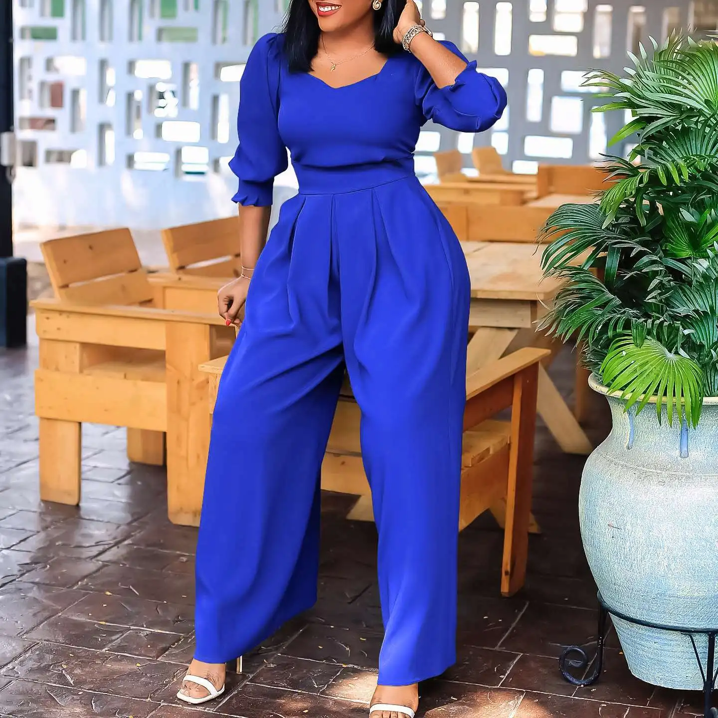 

rica Wide Leg Jumpsuit Long Sve Color Loose plus Size Women's Winter Faion Straight Cut One-Piece Suit