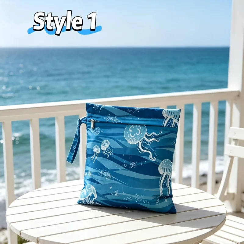 Waterproof Dry Wet Separation Bag Fashion Beach Zipper Bag for Travel Swim Pool Yoga Sportswear Cosmetics Lingerie Storage