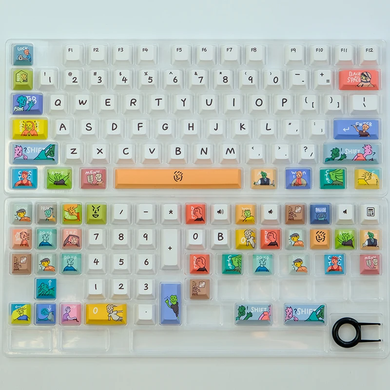 Imaginário personagem dos desenhos animados keycap DYE-SUB 129 teclas cereja perfil pbt keycap com 1.75u 2u shift para mx switchs teclado personalizado