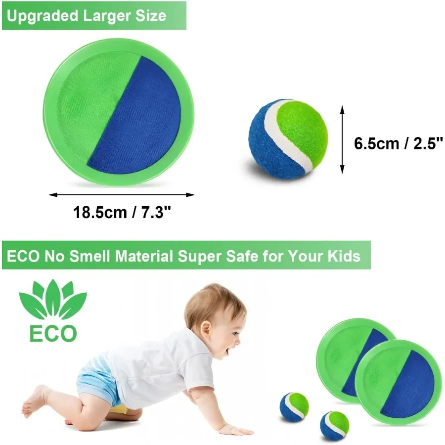 Ball Catch Set Games Toss Paddle Zwembad Strandspeelgoed Achtertuin Buitenspellen Achtertuin Gooi Kleverige set Leeftijd 3 4 5 6 7 8 9 10 11 12 Y