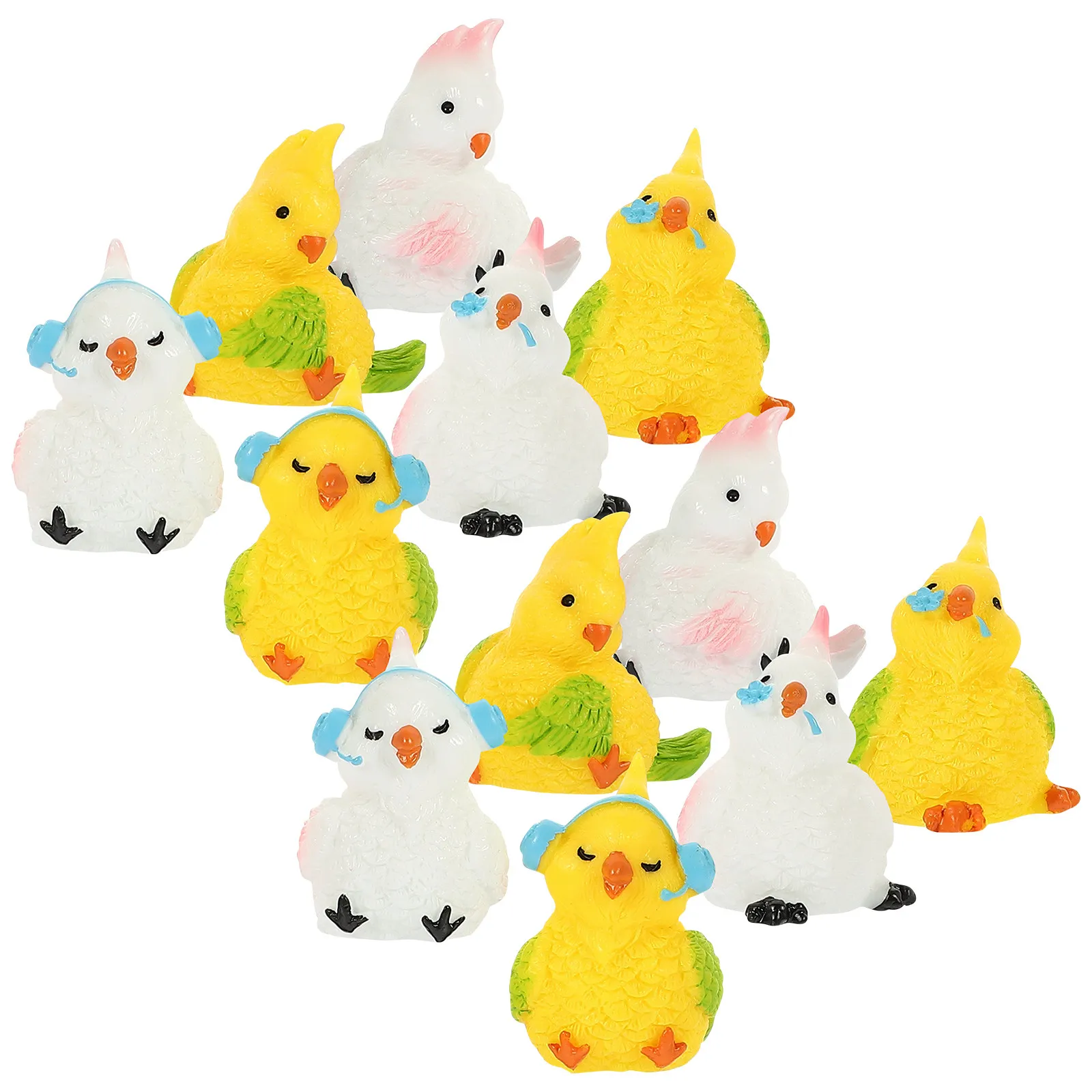 12Pcs Mini Resin Bird Statue Colorful Miniature Bird Decoration for Desk Garden Wedding Birthday Photo Prop Gift