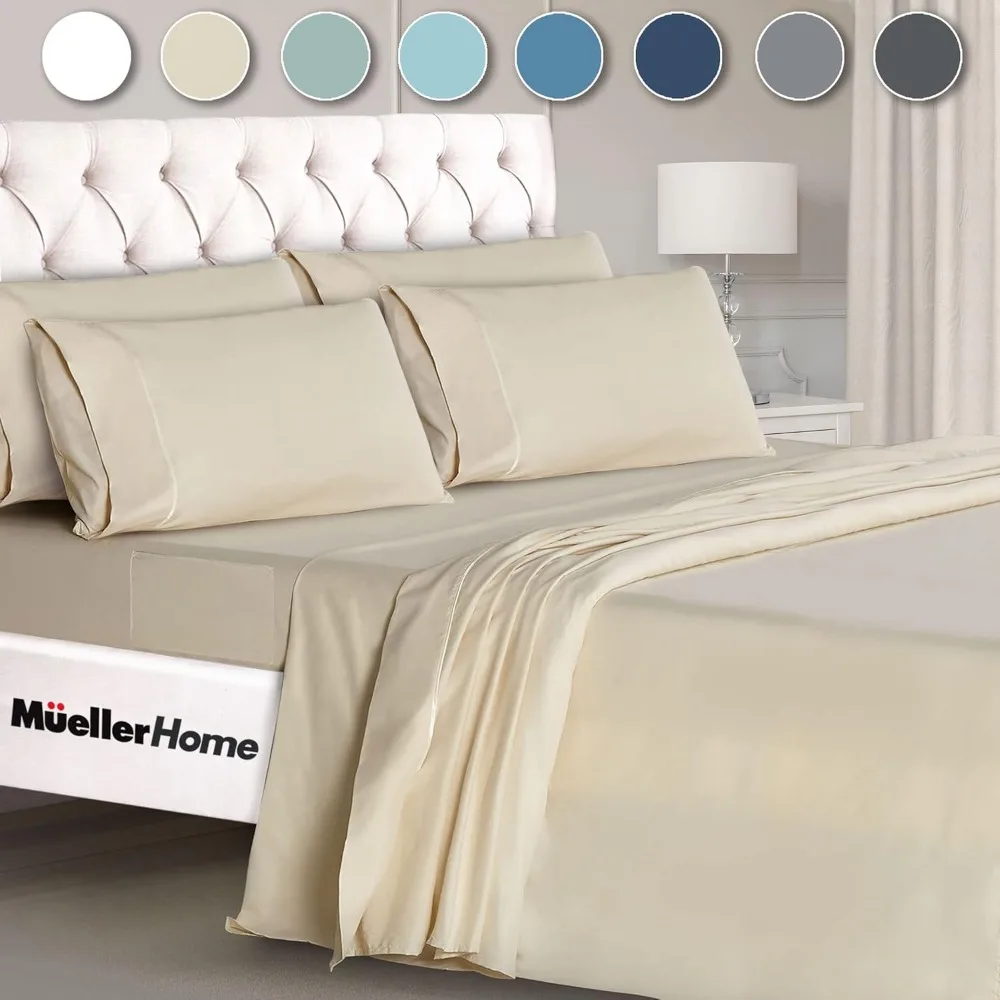 

Ultratemp King Size Sheets Set, Super Soft 1800, 6 Piece, Deep Pocket up to 16" Cooling Sheets King Size, Transfers Heat, Breat