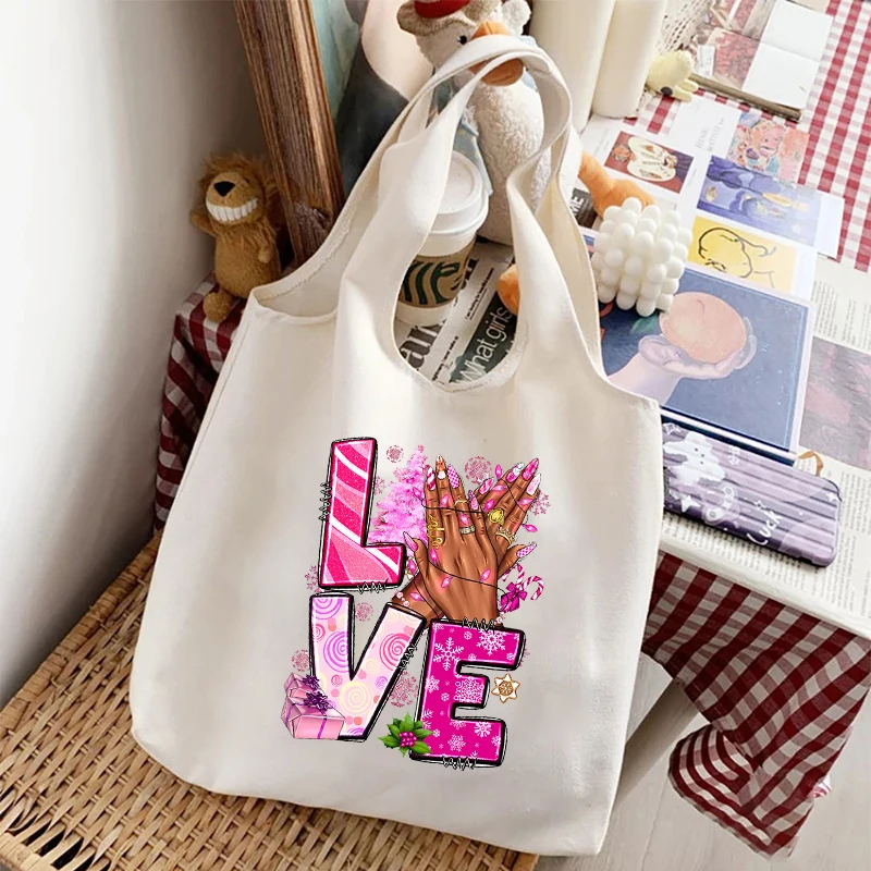 Butterfly Finger Fashion Canvas Beggar Bag Organizer Large Capacity Travel Storage Tote Bags Eco-friendly Shopping Bag Handbag