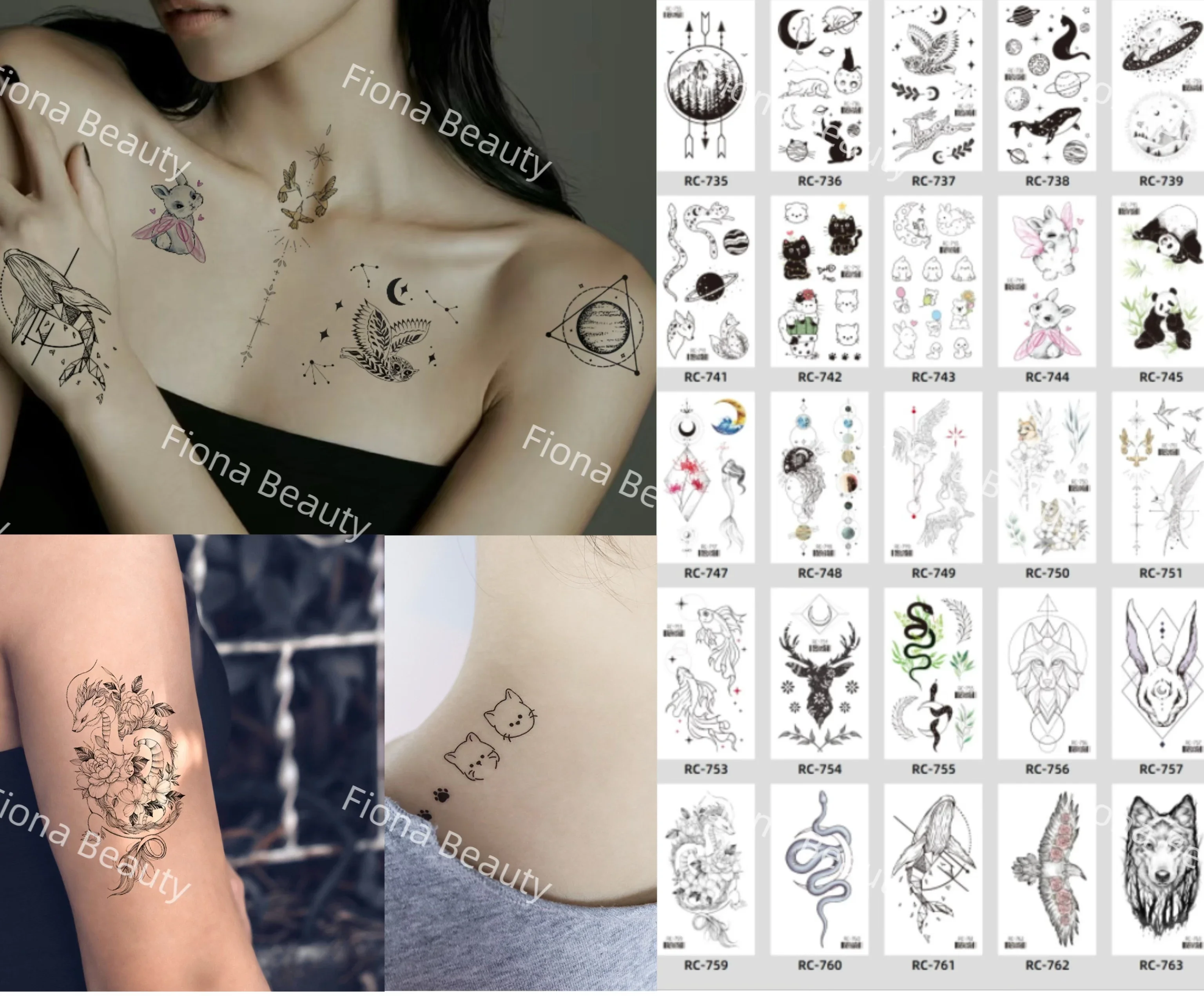 30 Sheets Waterproof Black Tattoo Feather Women Body Hand Face Art Drawing Temporary Tattoo Stickers Men Finger Words Tatto