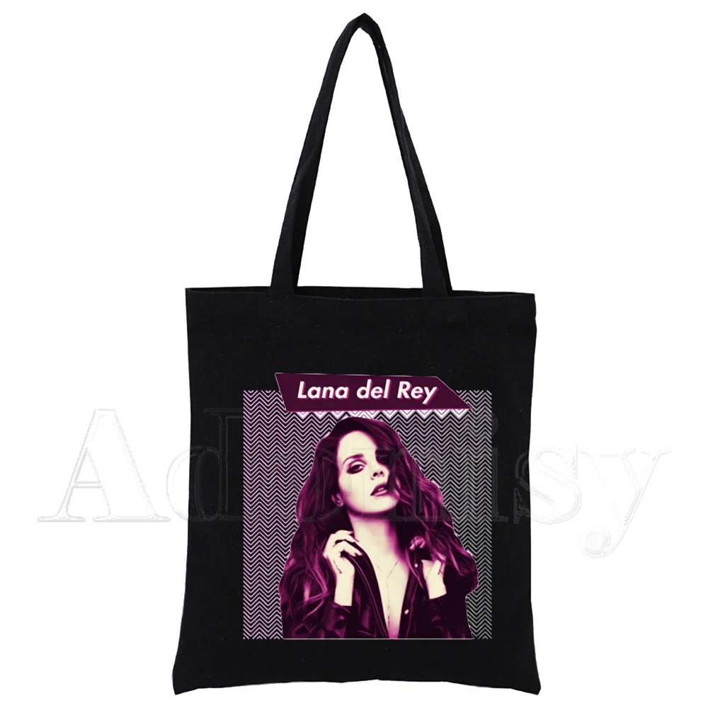 Lana Del Rey-Bolsa de lona reutilizável para senhoras, sacola feminina, bolsa de ombro casual, preta, venda quente, moda, nova