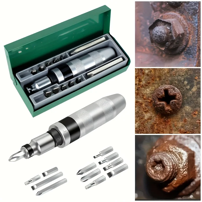 

1 Set of Hex Head Impact Screwdriver Set (Each Set Includes 13 Tools) Made of Durable Metal Material, Multifunctional Vibration Driver and Disassembly Tool Set Suitable for DIY Repairs